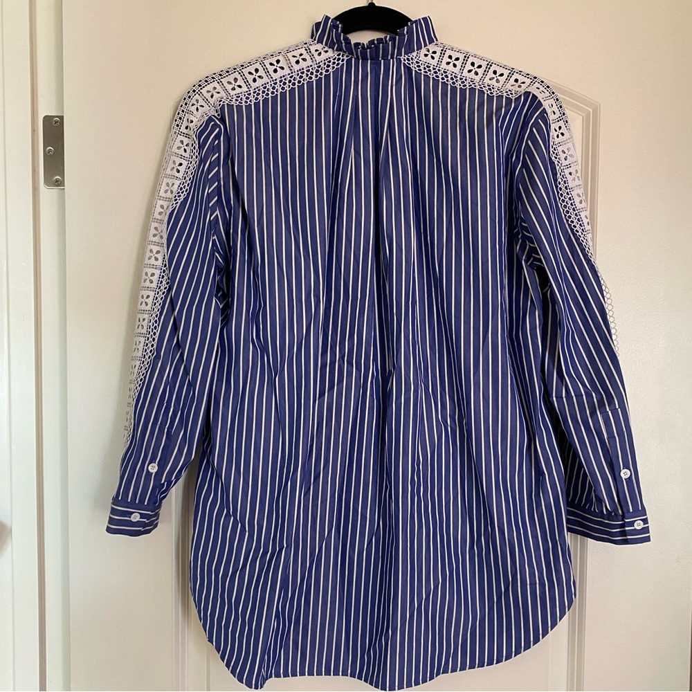 Sandro Paris Daniela Blue Pinstripe Stripe Top Blouse Tunic NWOT Size 0 XS - Picture 3 of 5